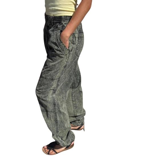 Vintage 90s Acid Wash Cargo Jeans Baggy Utility Pants - Picture 6 of 7